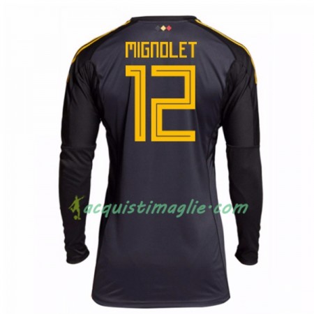 Divisa di Calcio Belgio Mignolet 12 Portiere Prima Mondiali 2018 Manica Lunga